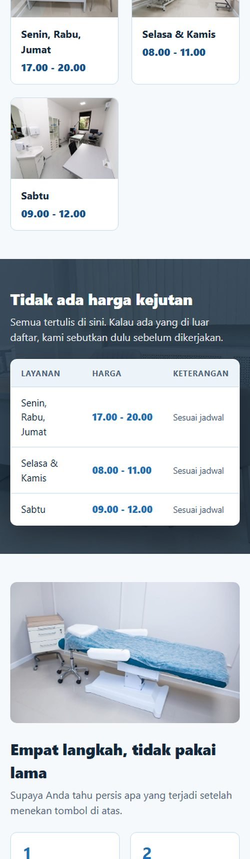 Bagian layanan dan harga website praktik dokter spesialis dilihat dari HP