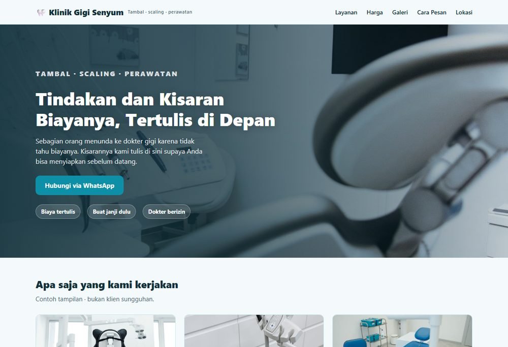 Tampilan website klinik & praktik dokter gigi di layar komputer