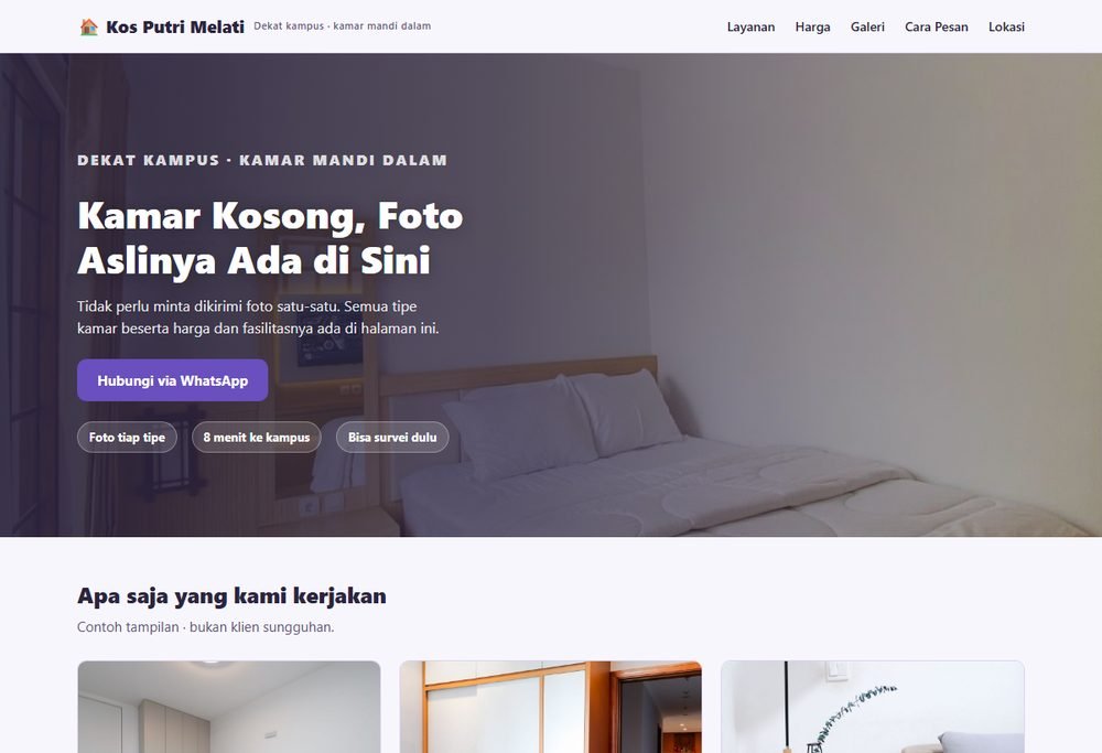 Tampilan website kos & kontrakan di layar komputer