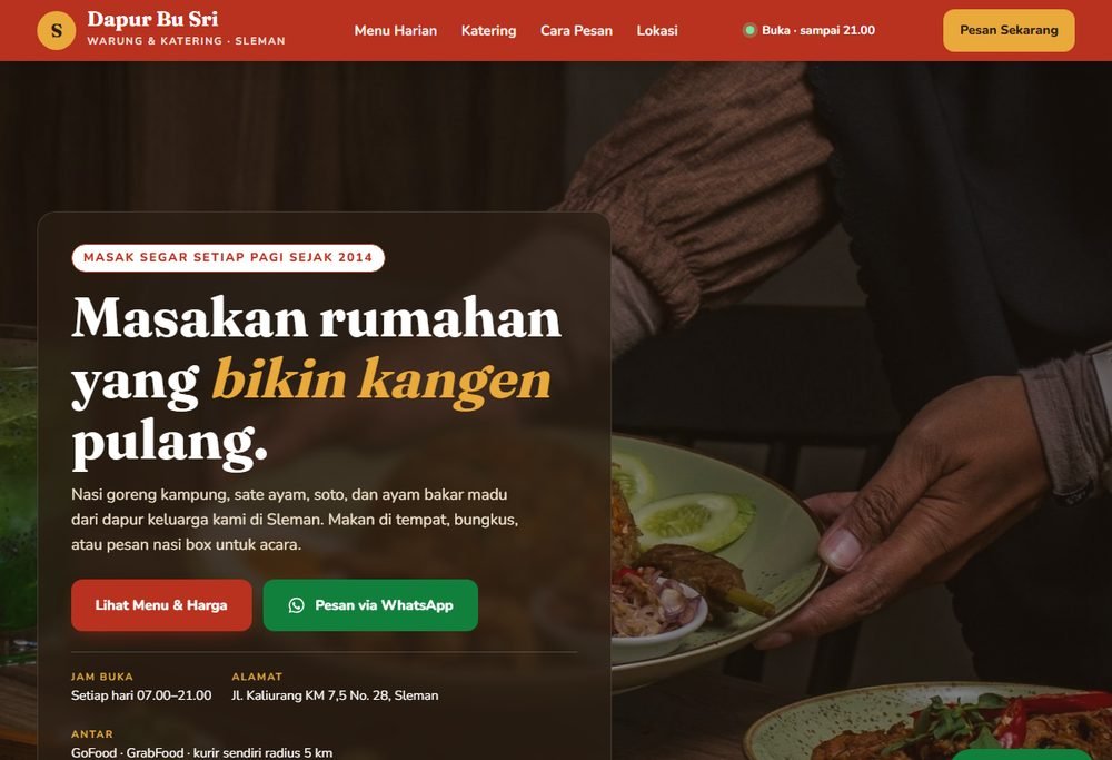 Tampilan website warung & rumah makan di layar komputer